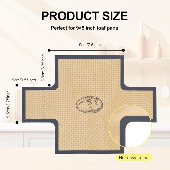 2 Pcs Thickened Silicone Bread loaf pan liners for baking bread 9x5，Silicone Baking Mat for 9x5 Inch Loaf Pan, Nonstick & Reusable, Easy to Clean, High-Temp Resistant (Black and Red)