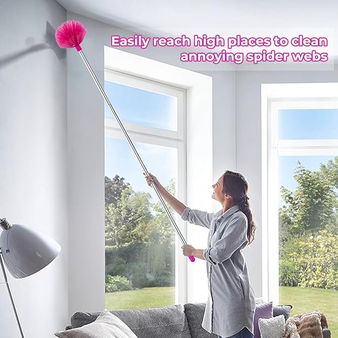 CALBEAU Ceiling Fan Cleaner Duster with 60 inch Extension Pole, Dusters for Cleaning High Ceiling Fan Blades, Dusters Kit with Storage Bag, Cleaning Tools for Families (13pcs)