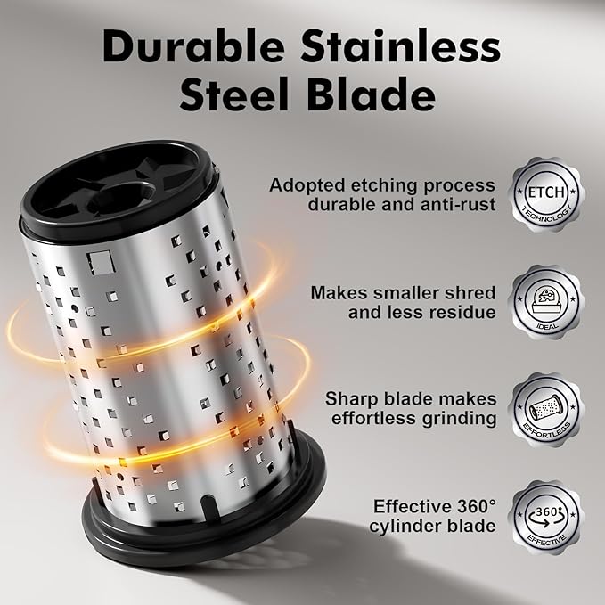 GDL Cheese Grater Hand Crank, Kitchen Rotary Grater Handheld, Dishwasher Safe Parmesan Cheese Grater with Stainless Steel Blade for Hard Cheese,Chocolate,Nuts, Black