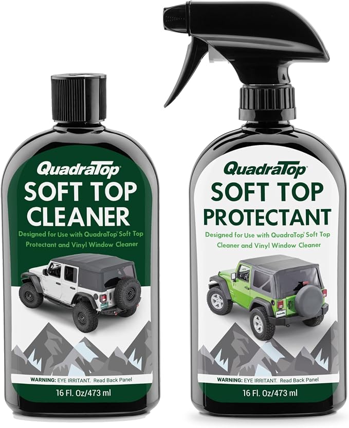 Soft Top Cleaner & Protectant 2-Piece Set - Wash and UV Protectant for Wrangler & Gladiator Soft Tops - Vinyl Window Clarity Restorer Included - Non-Flammable Neutral pH Safe Formula
