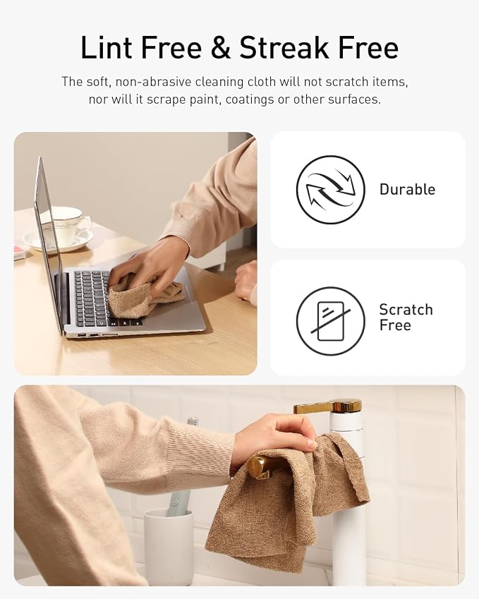 Fantasticlean Microfiber Cleaning Cloth Roll- 30 Sheets, 12" x 12" (TAN) | Super Absorbent, Lint-free, Tear-away Microfiber Towel Roll, for All-Purpose Cleaning