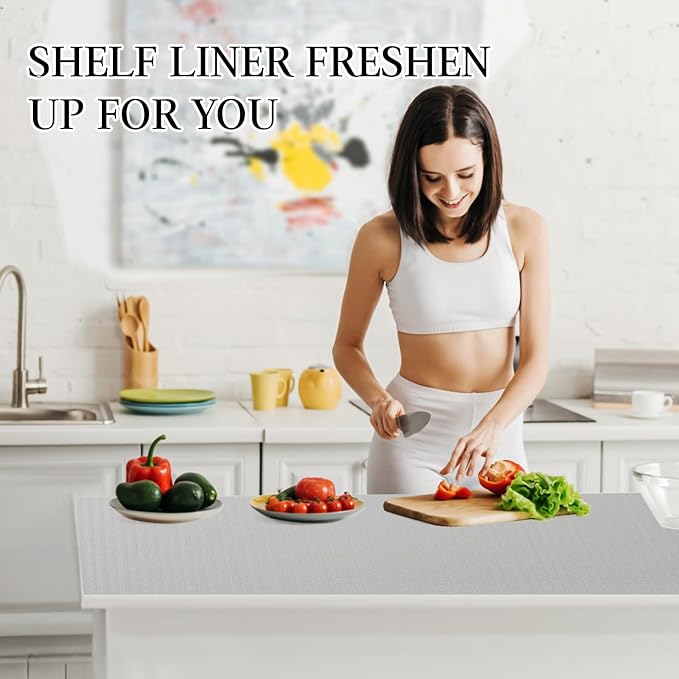 Beautysaid Shelf and Drawer Liner for Kitchen Cabinet Non Adhesive Non Slip | Shelf Paper Waterproof Washable Thickened for Dresser Pantry Shelve Bathroom Protector Liner(Light Grey,12 in x 30 FT)