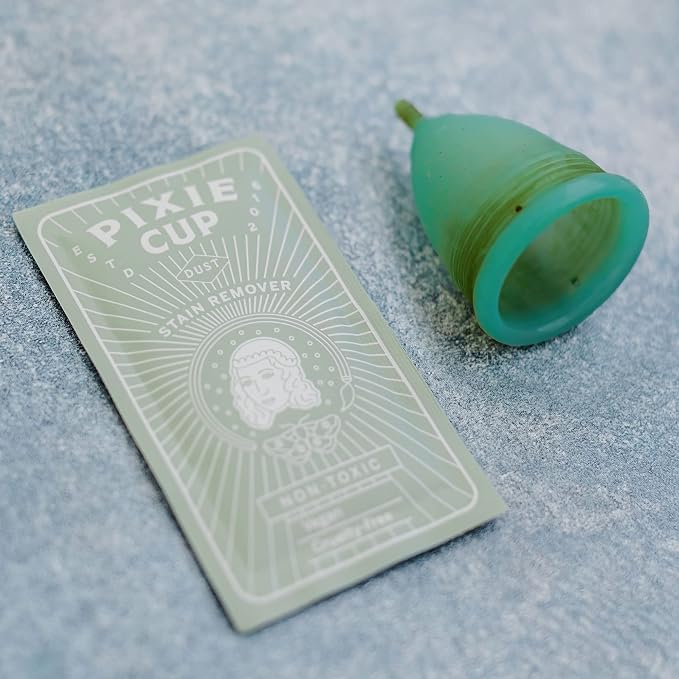 Pixie Cup Stain Remover - The Only Sterilizer Cleaner that Will Remove Stains On Your Reusable Menstrual Discs & Period Cups - Organic and Natural Ingredients for Feminine Care (5 Packets)