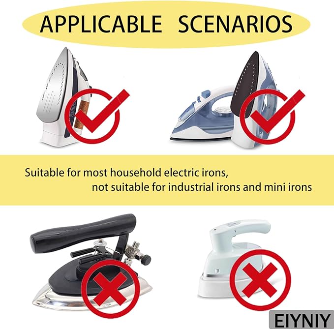 Iron Cover, Universal Heat-Resistant Silicone Soleplate Protector for Electric Irons - Prevents Burns, Scorch Marks & Sticking on Delicate Fabrics Like Silk (1 Set EY-006)