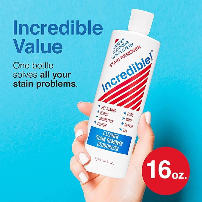 INCREDIBLE! Stain Remover | Instant Spot Remover for New & Old Stains | Cleaner, Stain Removal, Deodorizer - For Blood, Red Wine, Coffee, Urine & Pet Stains | Carpets, Laundry & Upholstery | 2 Pack