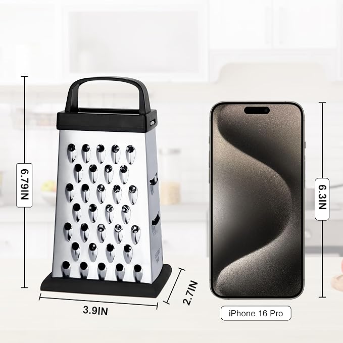 Kaishun Mini Cheese Grater,4-Sided Box Grater for Cheese, Vegetable & Fruit