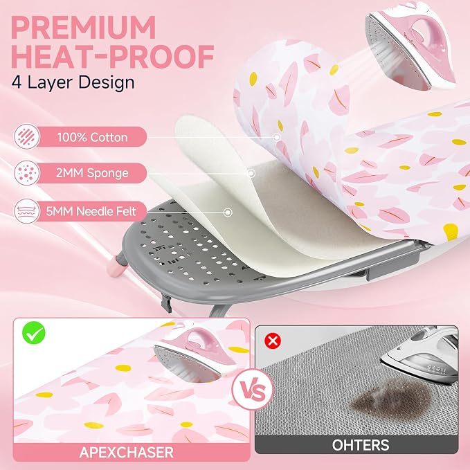 Small Ironing Board, Tabletop Iron Board with Iron Rest & Holder | 12 x 32 inchs, Mini Iron Board with Iron Rest, Non-Slip Feet, Suitable for Laundry Rooms, Bedrooms, Dormitories, Travel