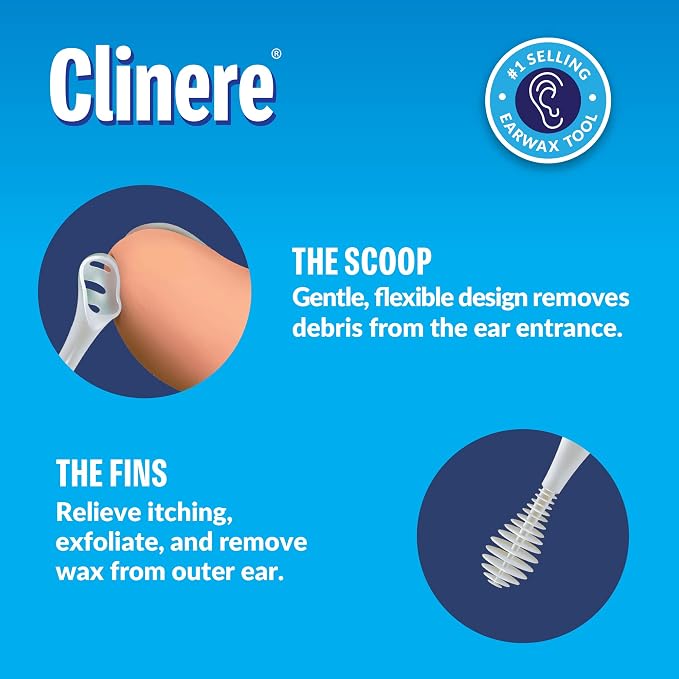 Clinere Ear Cleaners, Gentle Canal Cleaning and Ear Wax Removal Tool, Itch Relief, Exfoliates, 36 Count (Pack of 2)