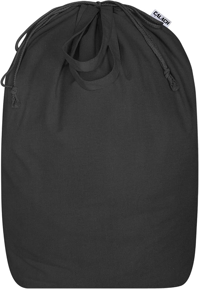 Canvas Laundry Bags with Handles & Square Base 16"Wx16"D x27.6"H, Black | Extra Large Heavy Duty Laundry Basket Hamper Liner Replacement, Washable Drawstring Dirty Clothes Bag, Canvas Storage Sack