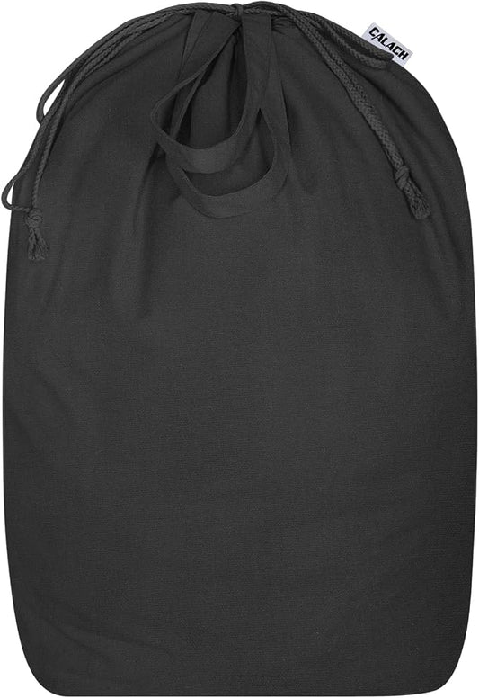 Canvas Laundry Bags with Handles & Square Base 16"Wx16"D x27.6"H, Black | Extra Large Heavy Duty Laundry Basket Hamper Liner Replacement, Washable Drawstring Dirty Clothes Bag, Canvas Storage Sack