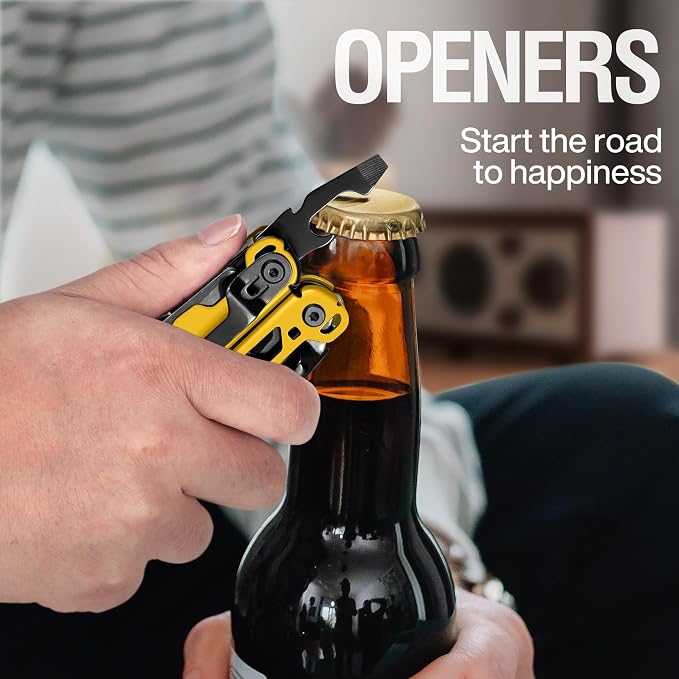 23 in 1 Multitool with Premium Gift Box, Cool Gadgets for Men (Yellow) | Include Screwdrivers Saw Screwdrivers Bottle Opener Pliers Camping Knife, Best Gift for Boyfriend Son Dad Him Husband