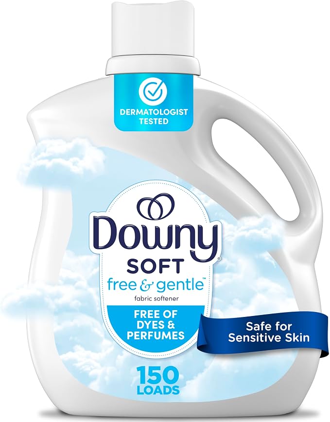 Downy Free & Gentle Liquid Fabric Softener, 111 fl oz, 150 Loads, Hypoallergenic, Sensitive Skin Friendly Fabric Conditioner Liquid