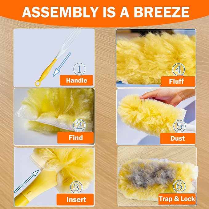 Heavy Duty Duster Refills for Swiffer Duster, 60 Count, Large | Extra Thick, Fluffy & Soft, 360° Duster Refill Only, Multisurface Duster for Dusting Furniture, Fans, Blinds, Corners, Yellow
