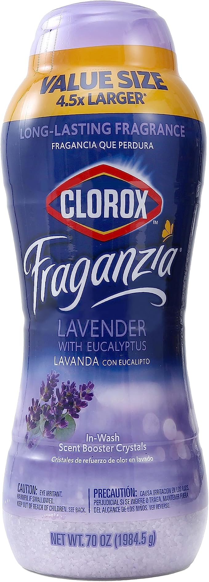 Clorox Fraganzia Laundry Scent Booster Crystals, Lavender Eucalyptus, 70 Oz | In-wash fragrance beads, HE compatible, safe for all fabrics and colors, long-lasting freshness