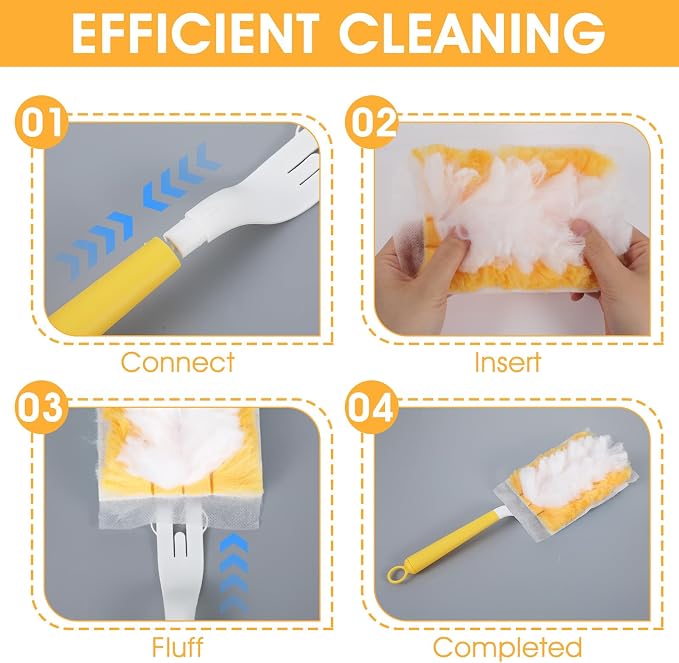 120 Pcs Duster Refills, Electrostatic Disposable Dusters Refills Compatible with Duster, Bulk Heavy Duty Dusters Refill for Blinds Ceiling Fans Furniture Multi-Surface Dusting