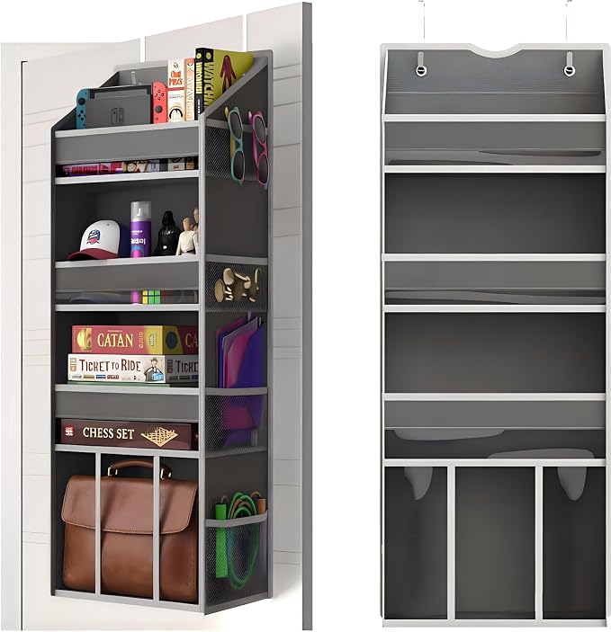 4 Tier Over The Door Organizer - 35lbs Load Hanging Closet Organizer and Storage with Large Pockets, Small Behind The Door Organizer for Bathroom Nursery Small Room Essentials