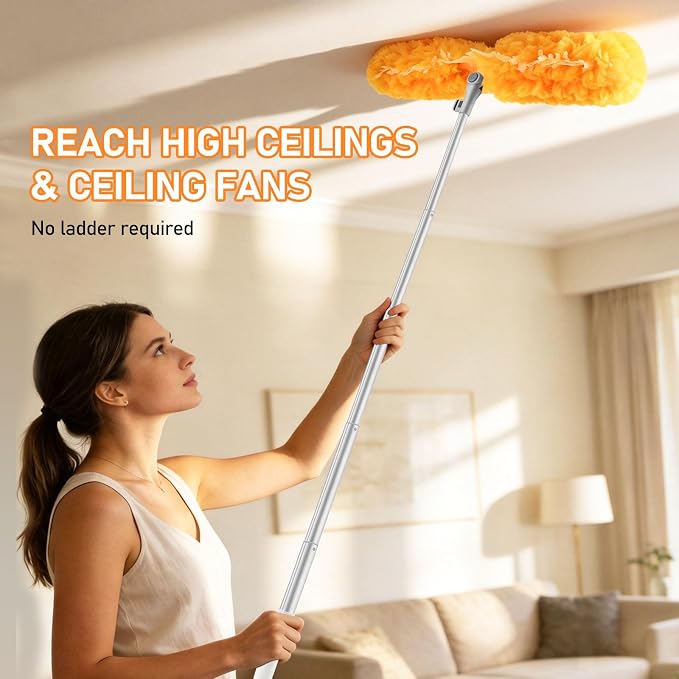 SetSail 6 ft Extendable Duster Handle Compatible with Swiffer Duster | 20 Refills Heavy Duty Disposable Duster Refill for Cleaning Multi Surface 360° Duster Cleaner Kit for Ceiling Fan, Blind