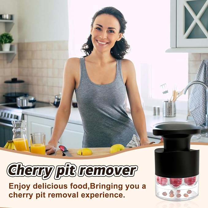 Cherry Pitter Multiple, Quick Release Multi Cherries Stoner Pitter 7-in-1, Push Button Cherry Core Pitter Tool with Splatter Protector, Pit Seed Remover for Making Jam Cherry Dishes