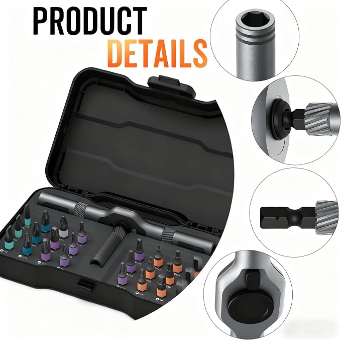 Asnish 24 in1 Magnetic Screwdriver Set Mini Precision Screwdriver Set | Removable magnetic bits with compact storage case for repairing phones, laptops, PCs, watches, glasses and other electronics