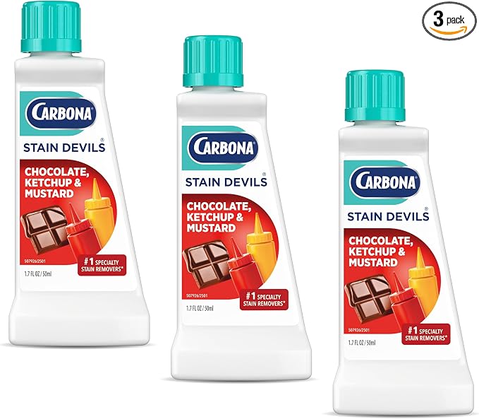 Carbona Stain Devils® #2 | Ketchup, Mustard & Chocolate | Professional Strength Laundry Stain Remover | Multi-Fabric Cleaner | Safe On Skin & Washable Fabrics | 1.7 Fl Oz, 3 Pack