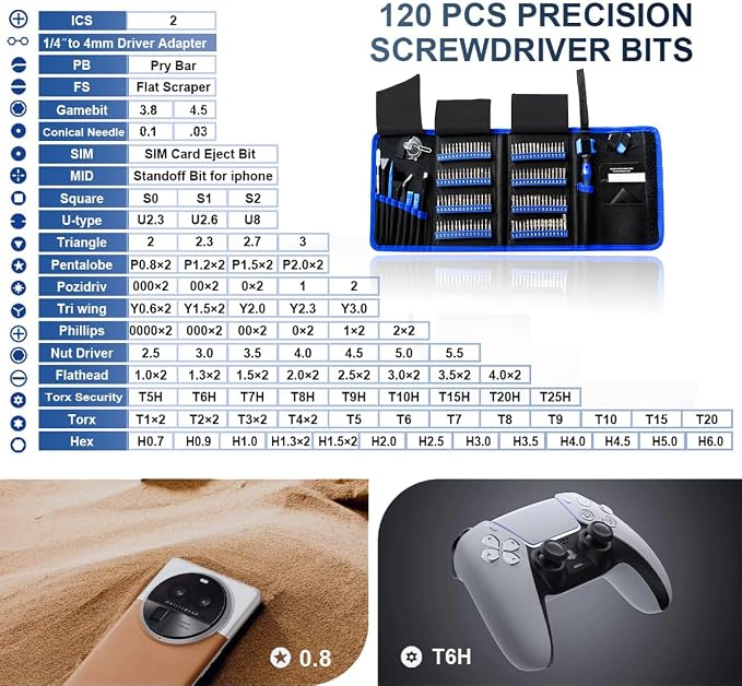 142 IN 1 Professional Computer Repair Tool Kit, Precision Screwdriver Set with 120 Bits Magnetic Repair Tool Kit for iPhone, MacBook, Computer, Laptop, PC, Tablet, PS4, Game Console, and Others | 120 Bits Magnetic Repair Tool Kit for iPhone,MacBook,Com...