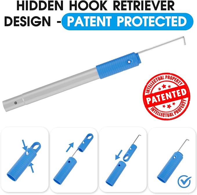 2 in 1 Pool Brush with Pole - 20'' Heavy Duty Swimming Pool Brush & Single Pool Brush Head, 9ft Aluminum Poles, Cleaning Inground & Above Ground Pools