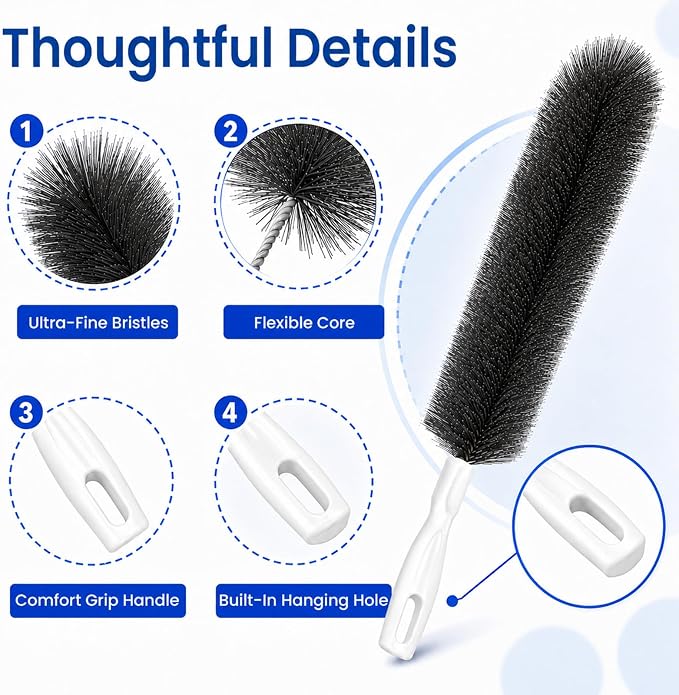 Fan Cleaning Brush, Bendable Dust Remover for AC Vent Grilles, Window Tracks, Keyboards and Narrow Spaces (6)