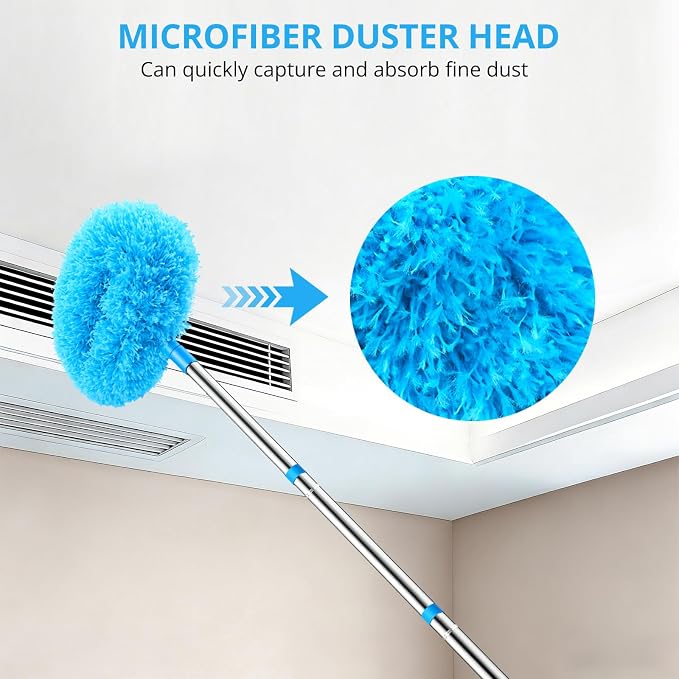 SetSail Ceiling Fan Cleaner Duster, Microfiber Ceiling Fan Duster with Extension Pole 13 to 48 Inch Washable Ceiling Fan Blade Dusters for Cleaning | Microfiber Ceiling Fan Duster, 13 to 48 Inch, Washable, Ceiling Fan Blade Dusters