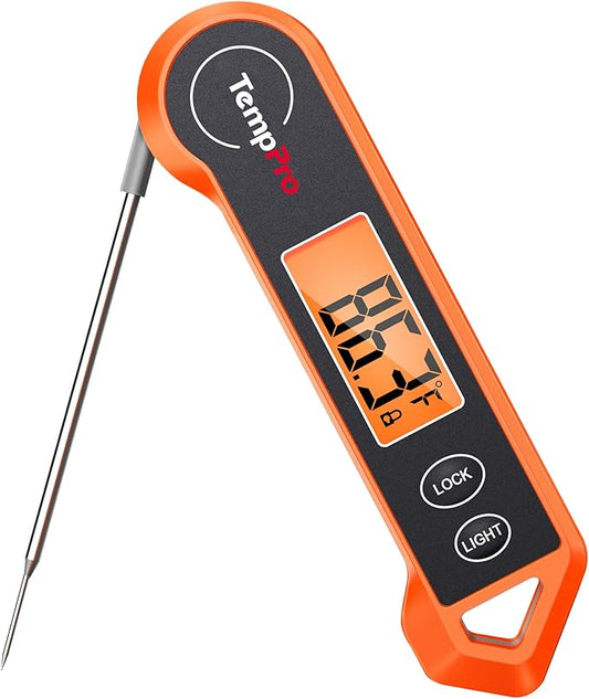 ThermoPro Digital Instant Read Meat Thermometer for Grilling Waterproof Kitchen Cooking Food Thermometer with Ambidextrous Backlit for BBQ Grill Smoker Oil Fry Candy Thermometer