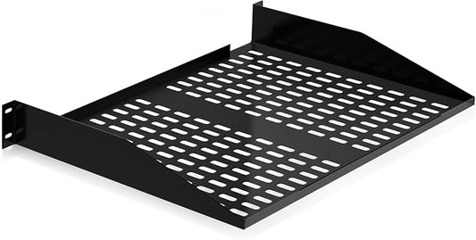 Pyle 19-Inch 2U Server, Vented Shelves for Good Air Circulation, Cantilever, Wall Rack, Universal Device, Cabinet Shelf, Computer Case Mounting Tray, Black (PLRSTN22U), 1 Unit