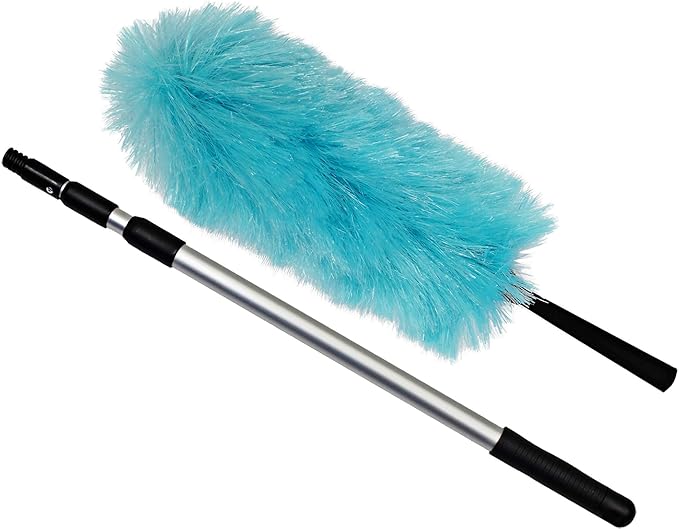 CleanAide Electrostatic Dusting Wand with 3-Section Extendable Pole, Reaches Up to 72 Inches, Lightweight & Non-Scratch for Home & Office Cleaning
