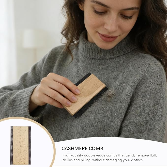 2pcs Cashmere Comb Manual Portable Sweater Comb Fabric Combs Clothing Wooden Pilling Fuzz Fabric Lint for Clothing Garments Knitwear Cashmere Woolens Coats Shaver