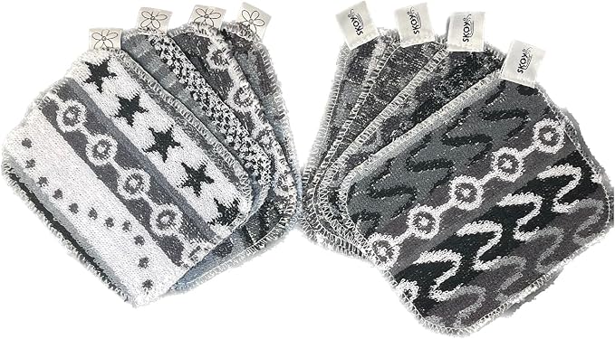 Skoy Scrub, 8-Pack Reusable, Non-Scratching Dish Scrubber for Kitchen and Household Cleaning, Planet-Friendly, Dishwasher Safe Soft Scrub, Monochromatic Colors