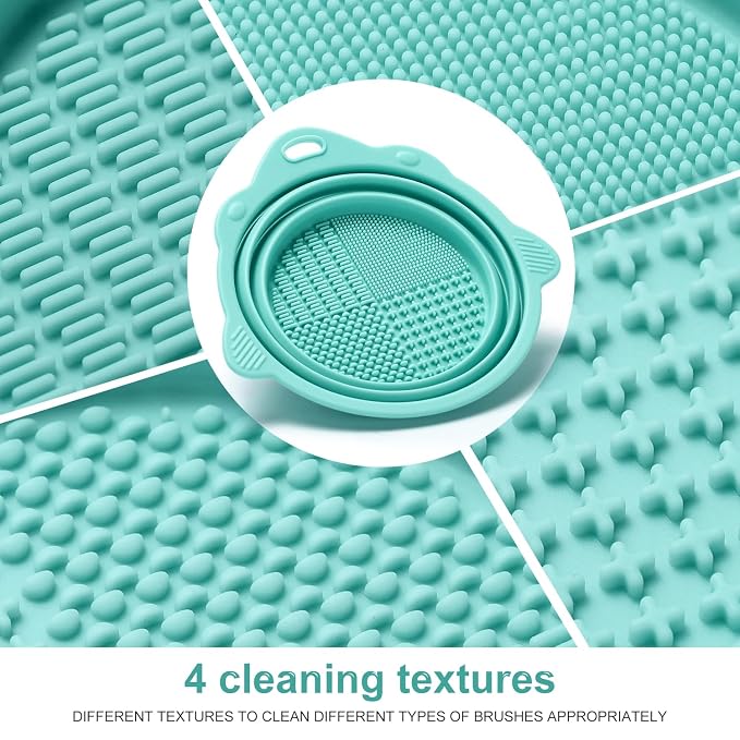 Foldable Silicone Makeup Brush Cleaner Bowl | Portable Cleaning Tool For Brushes, Powder Puffs, Sponges (Green)