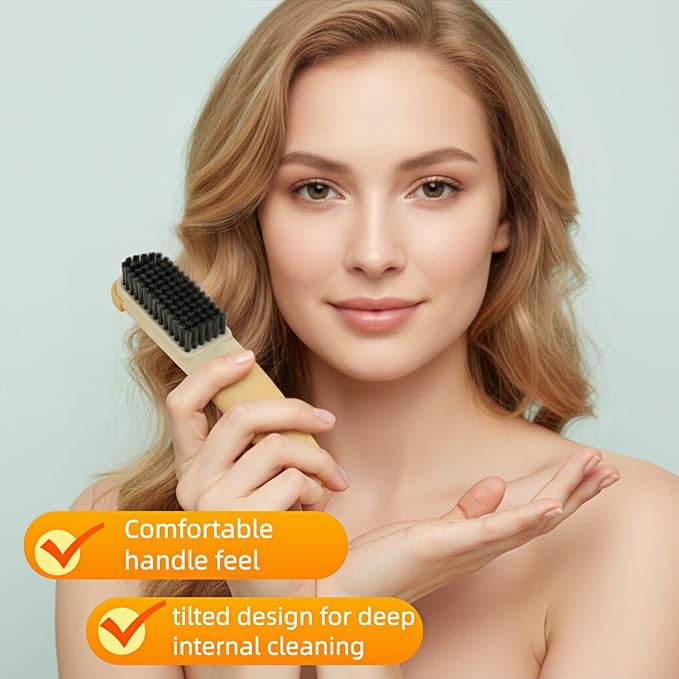 Ergonomic Clothes Soft Bristle Laundry Brush, Milk Yellow, ABS+PBT Material, Hanging Design, Portable Hand-Held Cleaning Tool with Comfortable Grip for Garments, Shoes, Household (Yellow, S)