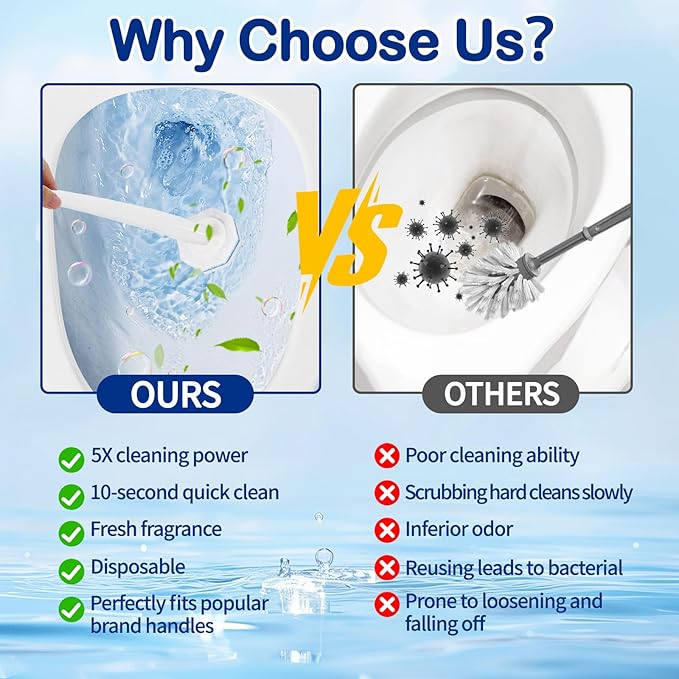 30 Count Toilet Bowl Wand Refills for Clorox - Upgrade 3-Layer Thickened Toilet Bowl Brush Compatible with Clorox Toilet Brushes, Toilet Bowl Cleaners with 5X Cleaning Power, No Falling Apart