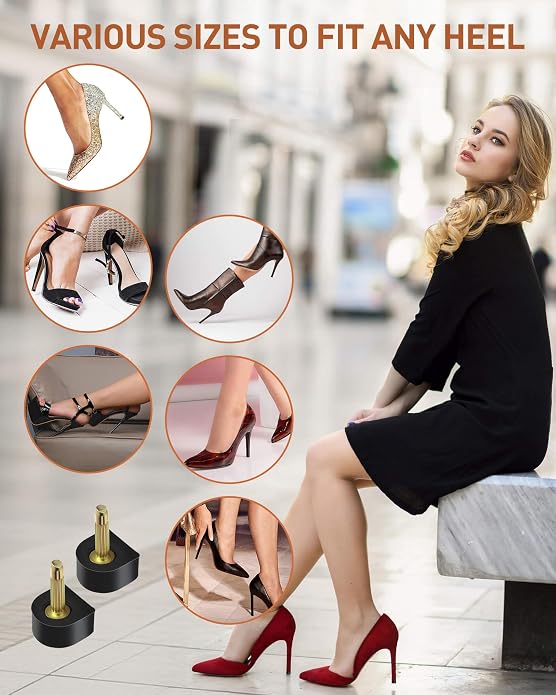 Heel Replacement Tips, 3 Colors to Choose, Durable Non-Slip High Heel Caps with Optional 6" Heel Pliers