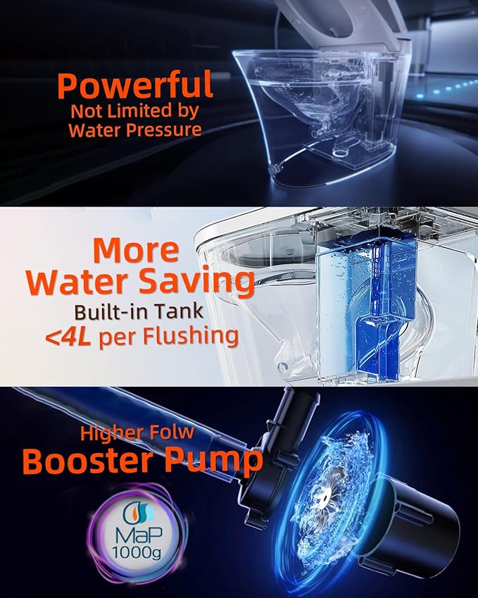 EPLO Smart Toilet with Powerful Flush, Auto Open/Close,Foam Shield, Elongated Heated Seat, ADA Comfort Height Bidet Toilet,Instant Warm Water&Dryer,Temp Display - iX7-PRO