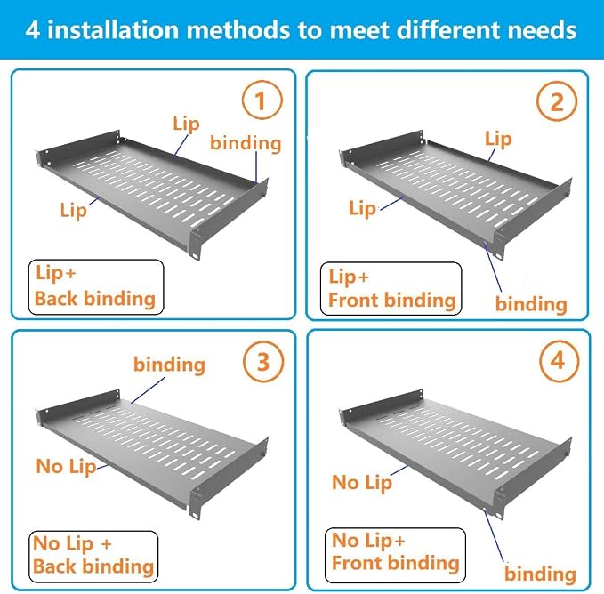 2 Pack 1U Vented Cantilever Server Rack Shelf 10" Depth | Disassembled Universal Rack Mount Trayfor 19-inch Network Cabinet or Equipment Rack (10V2PC)