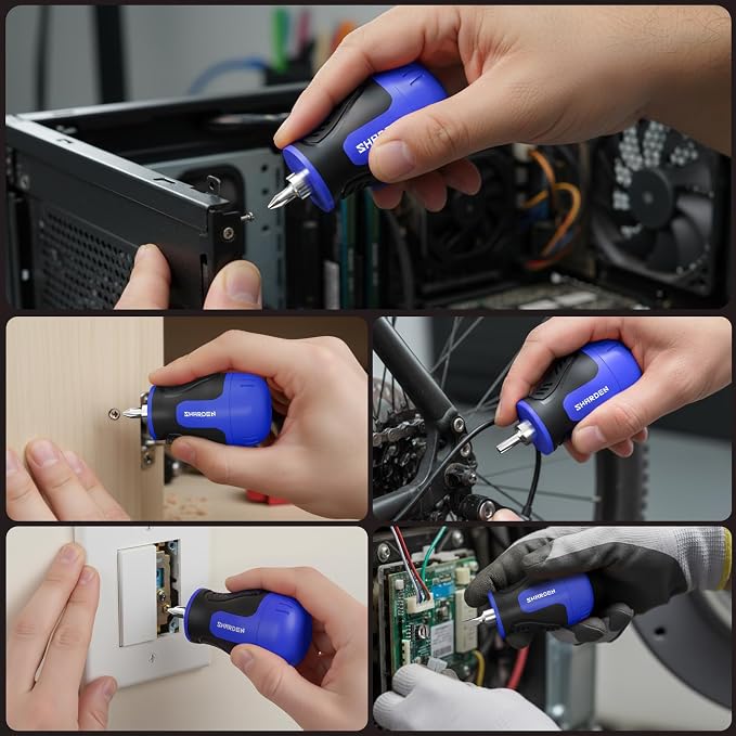 8 in 1 Multi-bit Stubby Screwdriver, Small Short Screw Driver Tool | 6 CRV Bits Phillips, Slotted, Torx, Magnetic Tip Portable All in One Repair Tool Kit for Home DIY Tables, Doors, Chairs