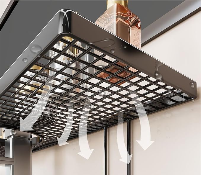 Sink Organizer Rack,No-Drill Freestanding Carbon Steel Faucet Storage Shelf, Washbasin Shelf, Tool-Free Organizer, Space-Saving Bathroom Countertop Organizer, Easy Drainage New (Black)