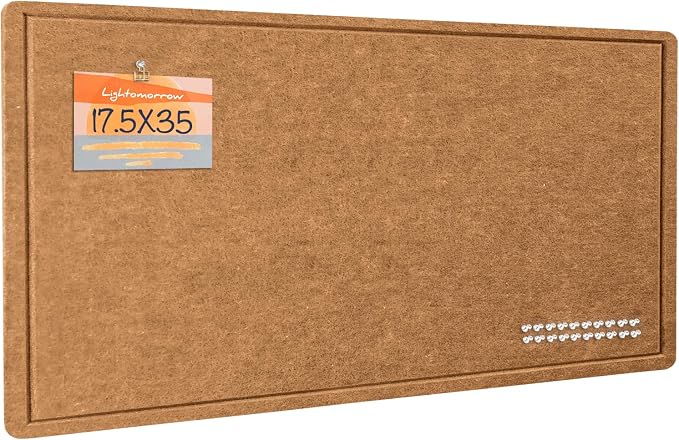 Felt Bulletin Board 35x18 inches, Decorative Pin Board for Home & Office | Cork Board Alternative for Wall with Push Pins, Display Mood Board for Photos, Notes & Reminders