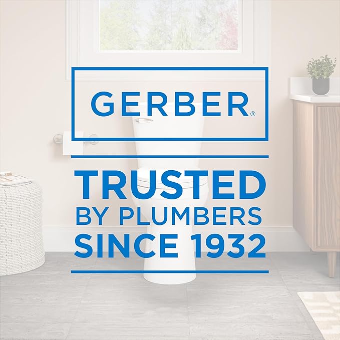 Gerber Viper Force Compact Elongated Two-Piece Toilet with 12-in Rough in, ADA Compliant Chair Height, High Efficiency 1.28 GPF, Soft-Close Seat and Install Kit with Wax Ring Included, White, GRS48350