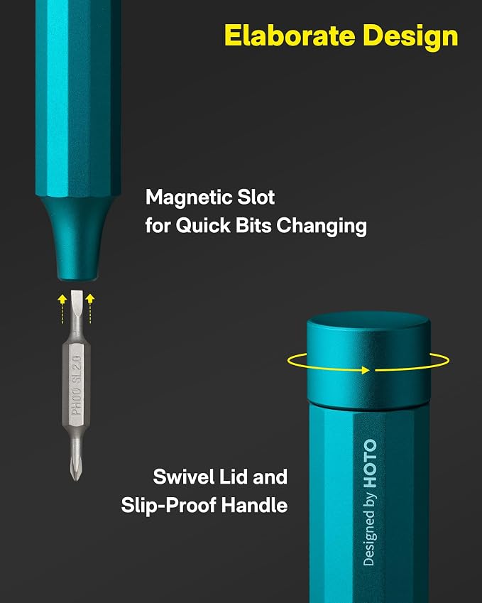 HOTO 24 in 1 Mini Screwdriver Set, Eyeglass Repair Kit, Dark Turquoise | Magnetic Torx Bit Set, EDC Pen Screwdriver for Electronics, Watches, Phones, Laptops, Cameras, Gadgets for Men