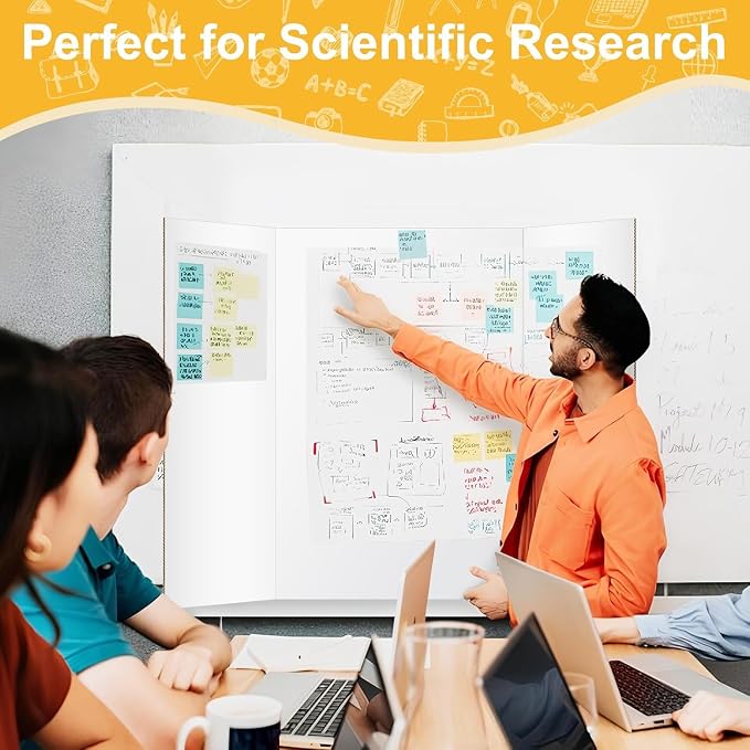 Trifold Poster Board 36"x48", 4 Pack White Large Corrugated Display Board | Large Foldable Poster Board for School Projects, Science Fair, Business Presentations, Photo Displays, Graduation Exhibitions