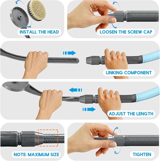 Gobiteli Back Scrubber for Shower, Long Handle Exfoliating Shower Brush for Body for Deep Cleaning, Back Brush for Shower for Men Women(Blue)