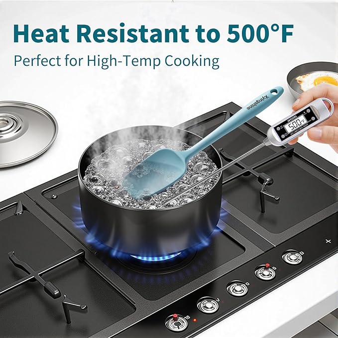 5-Piece Silicone Spatula Set–Food Grade Material, Withstands Extreme Heat Up to 600°F, Comfortable Ergonomic Grip for Safe and Easy Baking, Cooking, and Nonstick Pan Use, Dishwasher Safe