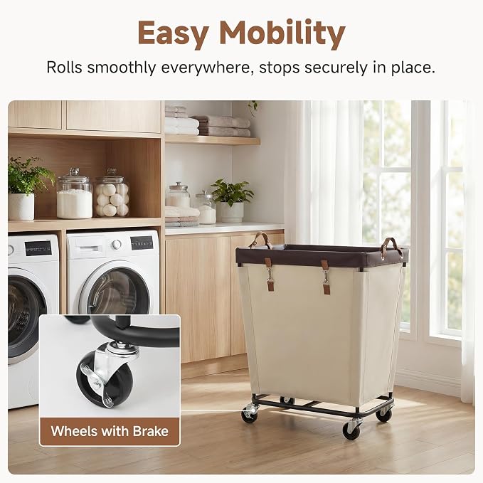 StorageWorks 210L Laundry Basket with Wheels, Rolling Hampers for Clothing