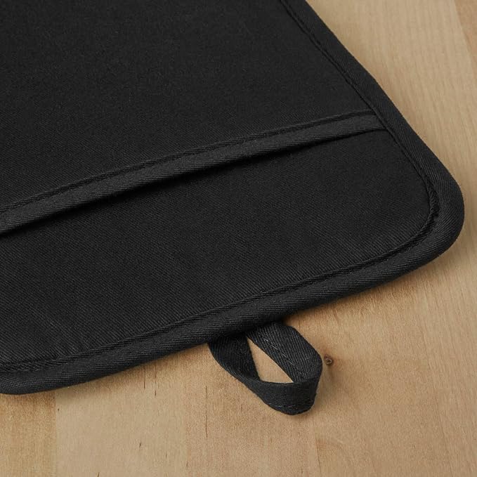 KITCHENAID Ribbed Soft Silicone Pot Holder 2-Pack Set, Matte Black, 7"x9"