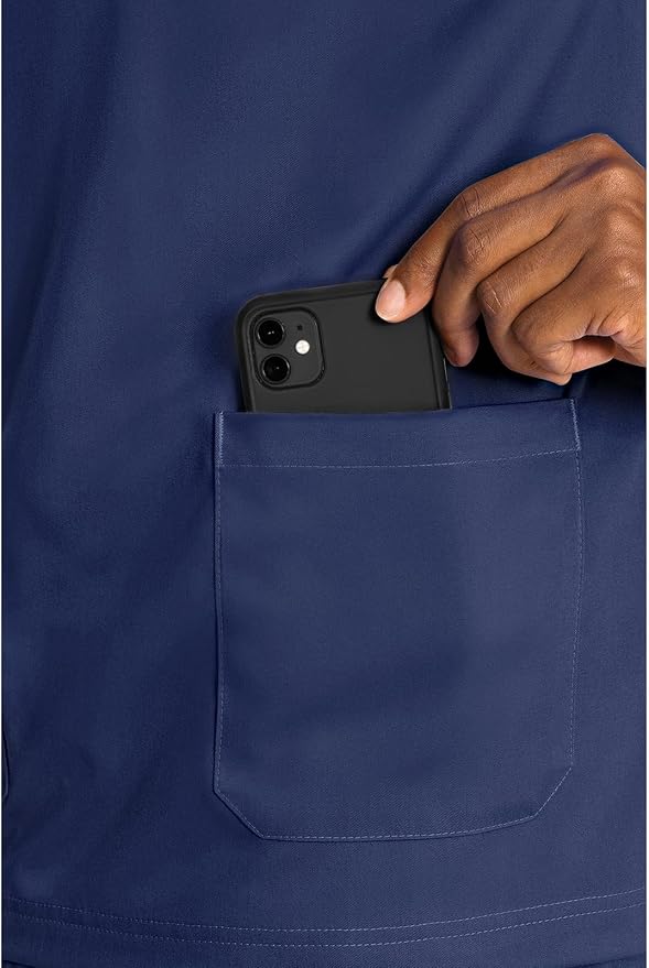 Med Couture Rothwear Touch Mens Scrubs Top 3 Pockets Modern Fit | 2-Way Stretch, Ultra-Soft Fabric, Lightweight Feel, Knit Details, Side Vents, Durable Construction, Easy Care
